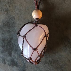 Pink rose quartz necklace image 2