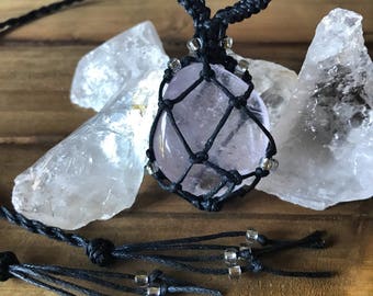 Clear quartz stone necklace