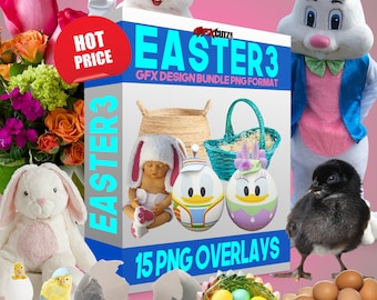 Easter Overlays for Photoshop In Png Format For Your Photo Manipulation Project (Bunny, Rabbit, Holiday, Easter Egg, Easter Basket Overlay)