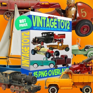 Vintage Toys Part 2 Photoshop Overlays In Png Format, Photo Overlays, Photoshop overlay, Summer overlays, digital Backdrop, Photo art,