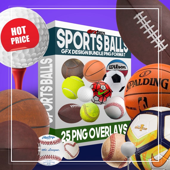 Digital .PNG Files for Sports Photography /& Quick Pages. 5 Photoshop Design Sports Photo Overlays SILVER Sports Balls Overlay Set 1 |