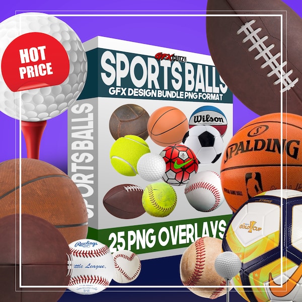 Sports Balls Photoshop Overlays In Png Format For Your Photo Manipulation Project (Baseball, Football, Basketball, Soccer, Golf, Softball)