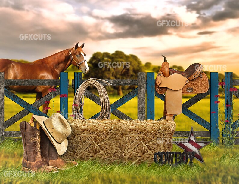 Digital Cowboy Backdrop / Background / Kids Photography / | Etsy