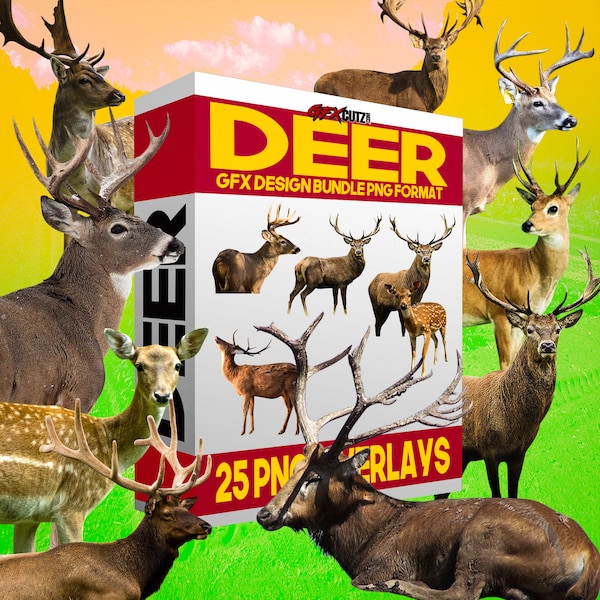 Deer Photoshop Overlays In PNG Format - Digital Overlays, Animal Overlays, Reindeer Overlays, Christmas Overlays, Photography Overlays, Zoo