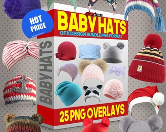 Baby Hats, Photoshop Overlay, PNG, Baby Overlay, Photography Overlay, Digital, Overlays, Photo Overlay, Infant Hat Overlay, Photography Prop