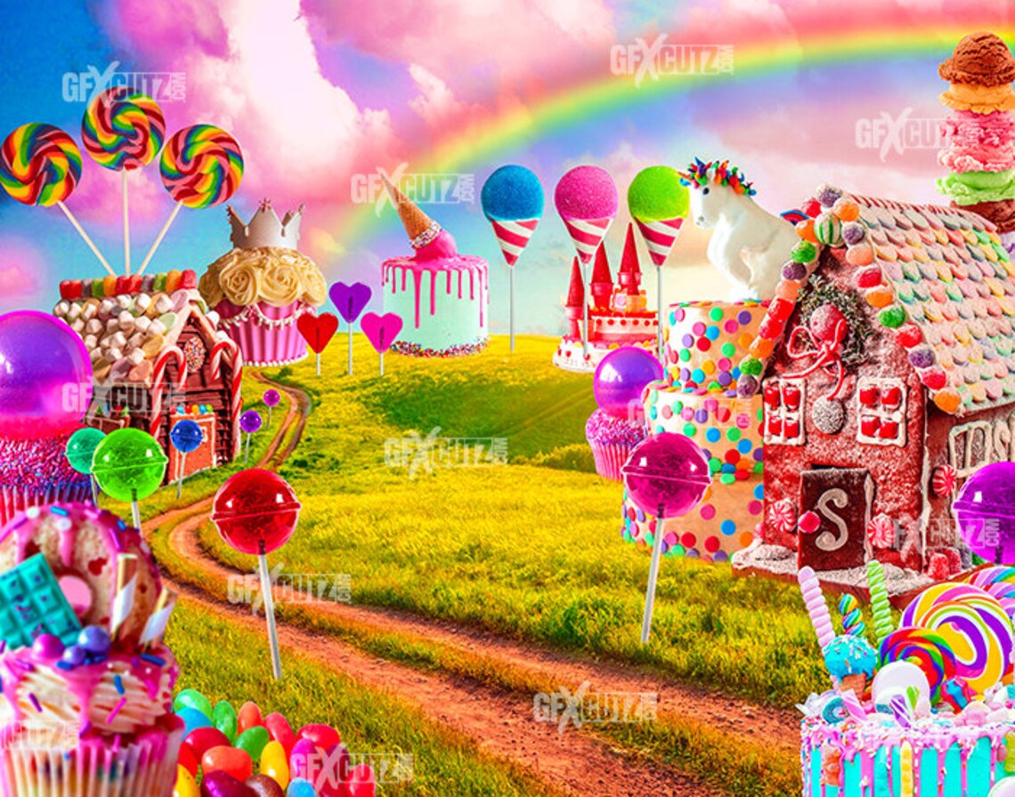 Candyland Backdrop / Digital Background / Photoshop Overlay / | Etsy