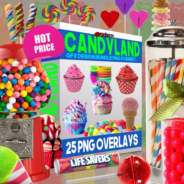 Candyland, Photoshop Overlay, Png Images, Photography Prop, Photography Overlays, Digital Download, Clip Art, Clipart, Color, Birthday