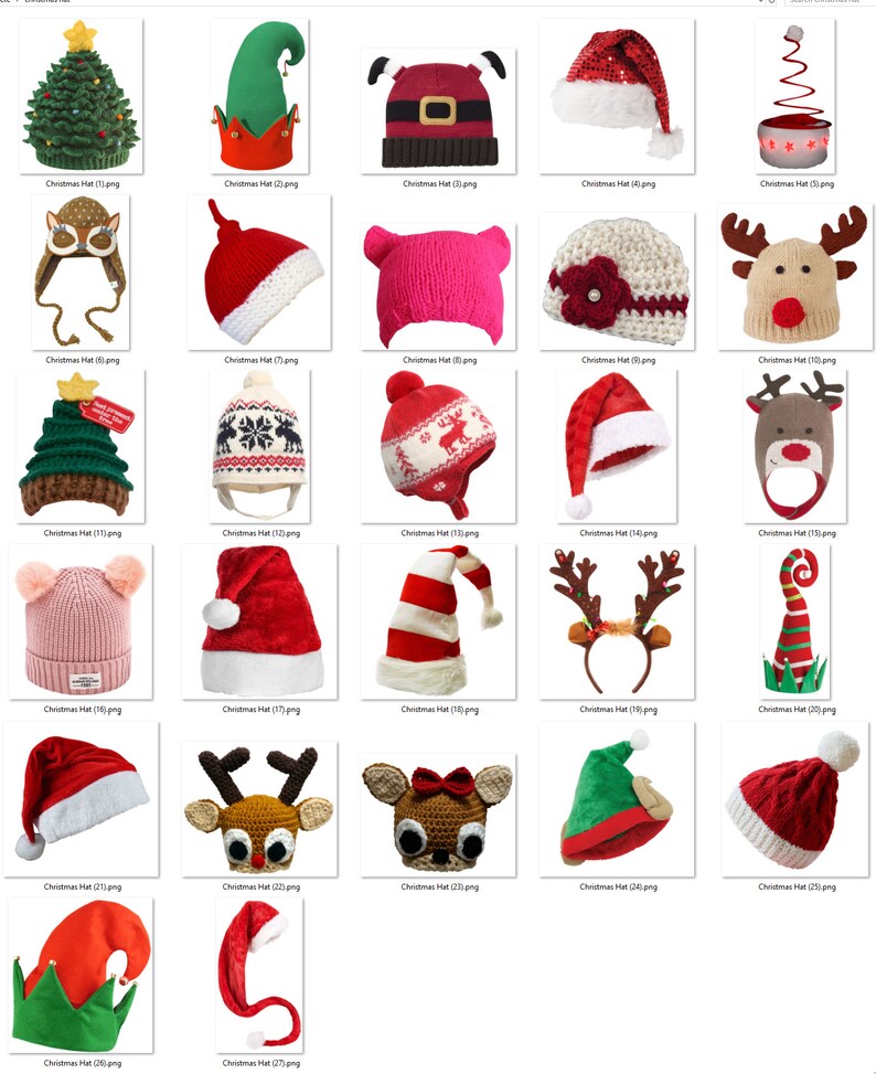 Holiday Hat Overlays in PNG Format Christmas Hats Santa Hat Etsy