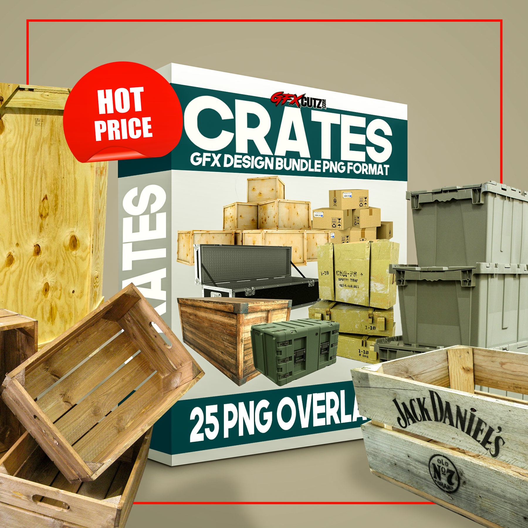 Crates GFX Design Bundle PNG Format No Background Images Etsy