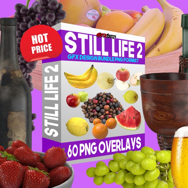 Still Life 2, Photoshop Overlay, Png Images, Photography Prop, Photography Overlays, Digital Download, Clipart, Color, Fruit Overlay