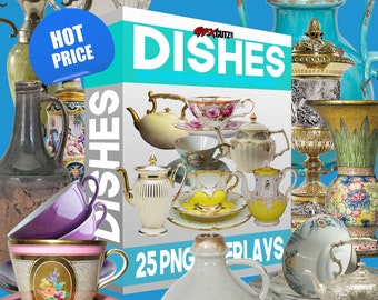 Dish Overlays In Png Format, Photoshop Overlay, Digital Overlay, Photo Overlay, Png, Clipart, (Dishes, Kitchen, Tea Cups