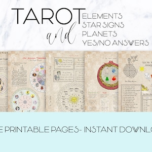 Tarot Journal, Tarot Notizen Vol.2, druckbare Seiten, Tarot, astrologische Korrespondenzen, vier Elemente, Tarot ja/nein Antworten, sofortiger Download