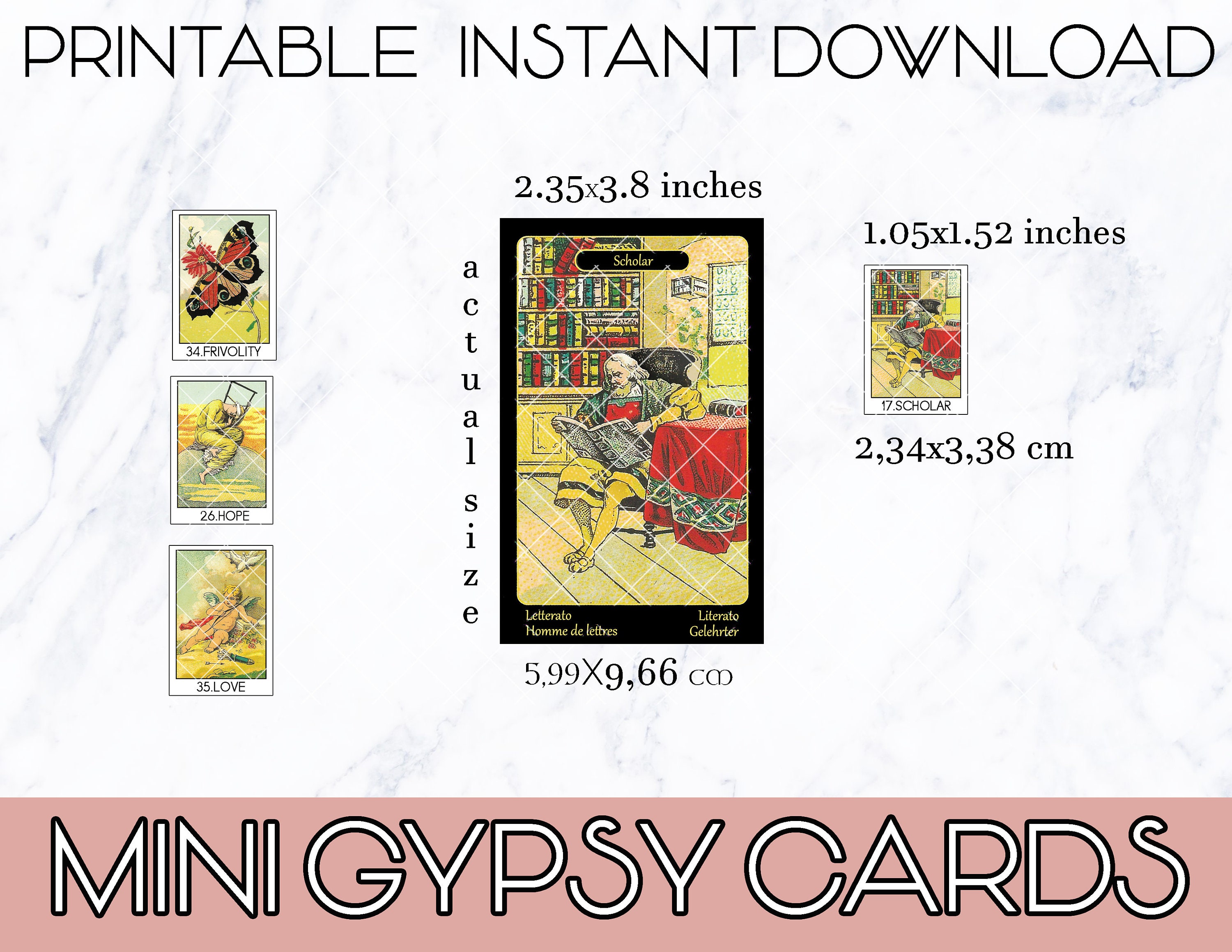 Gypsy Oracle Oracle Cards, Miniature, Gypsy Oracle Cards, Mini Size, Printable ...