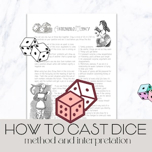 Dice divination, astragalomancy, book of shadows, printable, one page with simple instructions for astragalomancy, bos, instant download