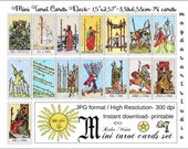 Mini tarot cards deck, printable, Rider- Waite tarot cards deck, tarot divination, mini tarot cards, instant download