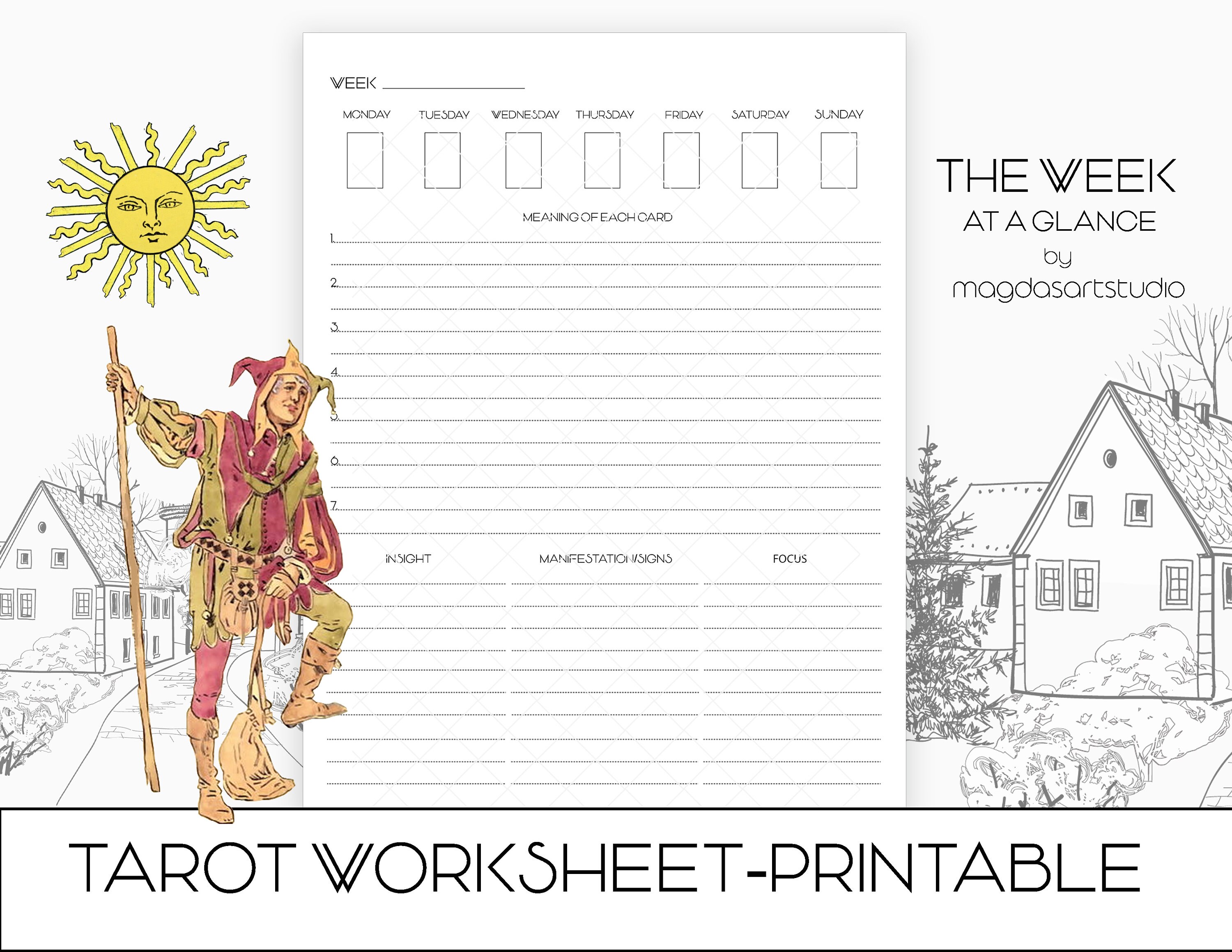 Tarot Journal Page, Printable, Tarot Worksheet, the Week on One Page ...