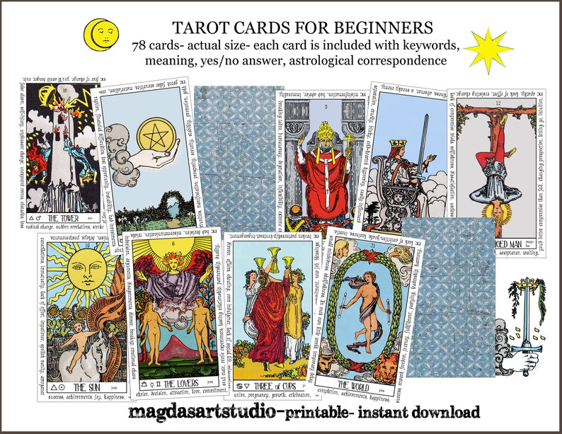 Tarot deck tarot cards for beginners printable rider waite | Etsy