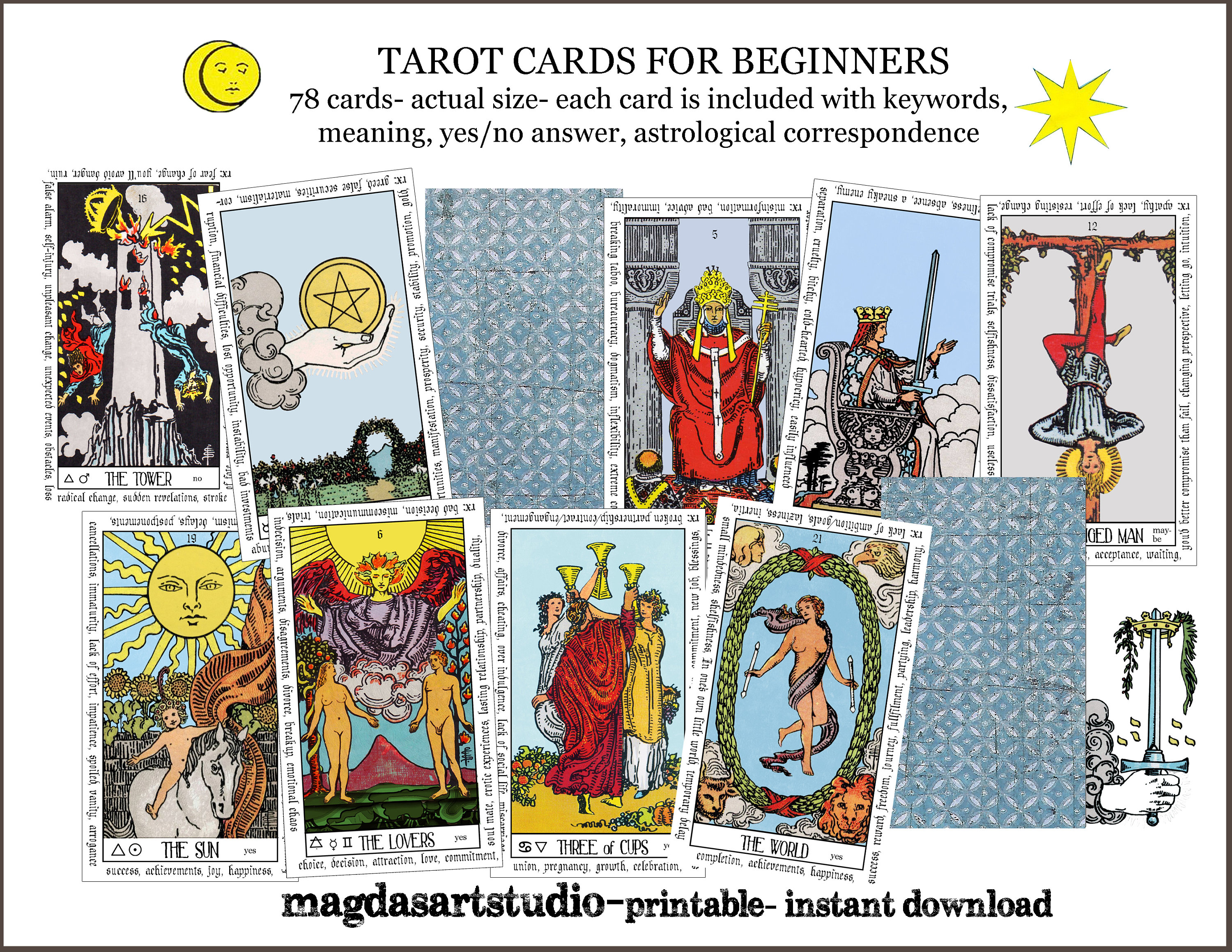 Baraja De Tarot De La Era De Acuario – 78 Cartas + 31 De Instrucciones, Tamaño 10.5×6.2 Cm
