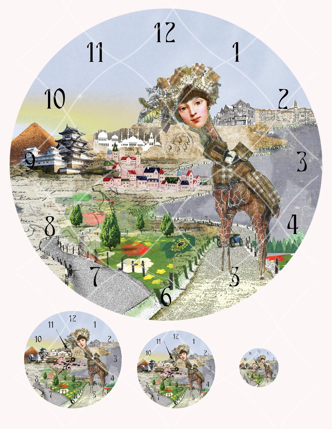 Clock Face, Circles, Digital Collage Sheet, "eyes That Sparkle" C14 ...