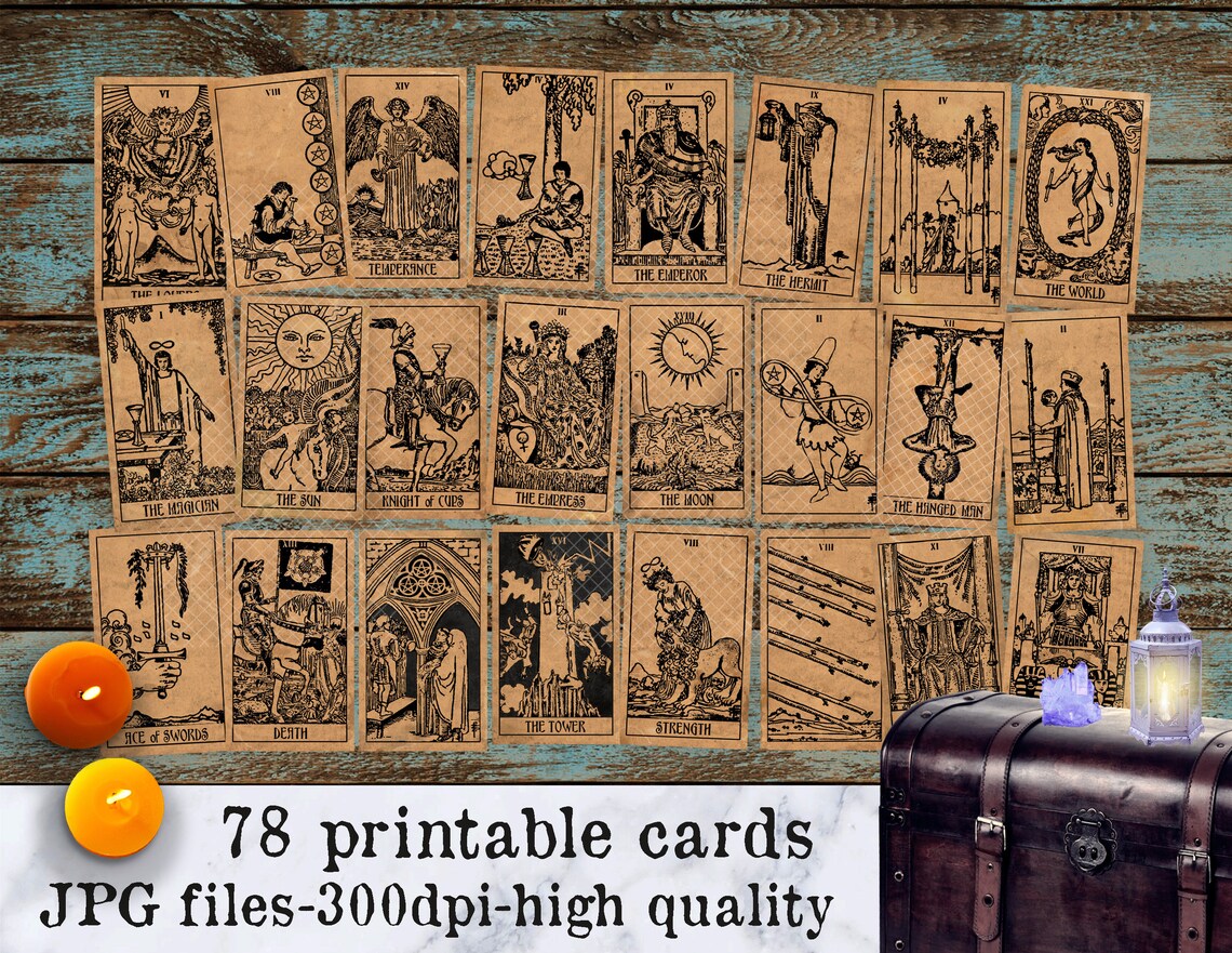 Tarot Cards Printable Tarot Deck Vintage Style Tarot - Etsy Canada