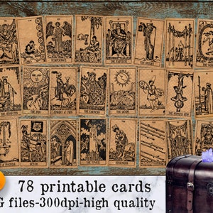 Tarot Cards, Printable, Tarot Deck, Vintage Style, Tarot Reading. Tarot ...