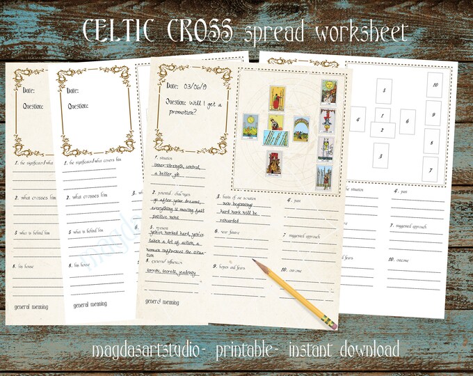 Celtic Cross Spread Worksheet, Tarot Journal Page, Printable, Instant ...