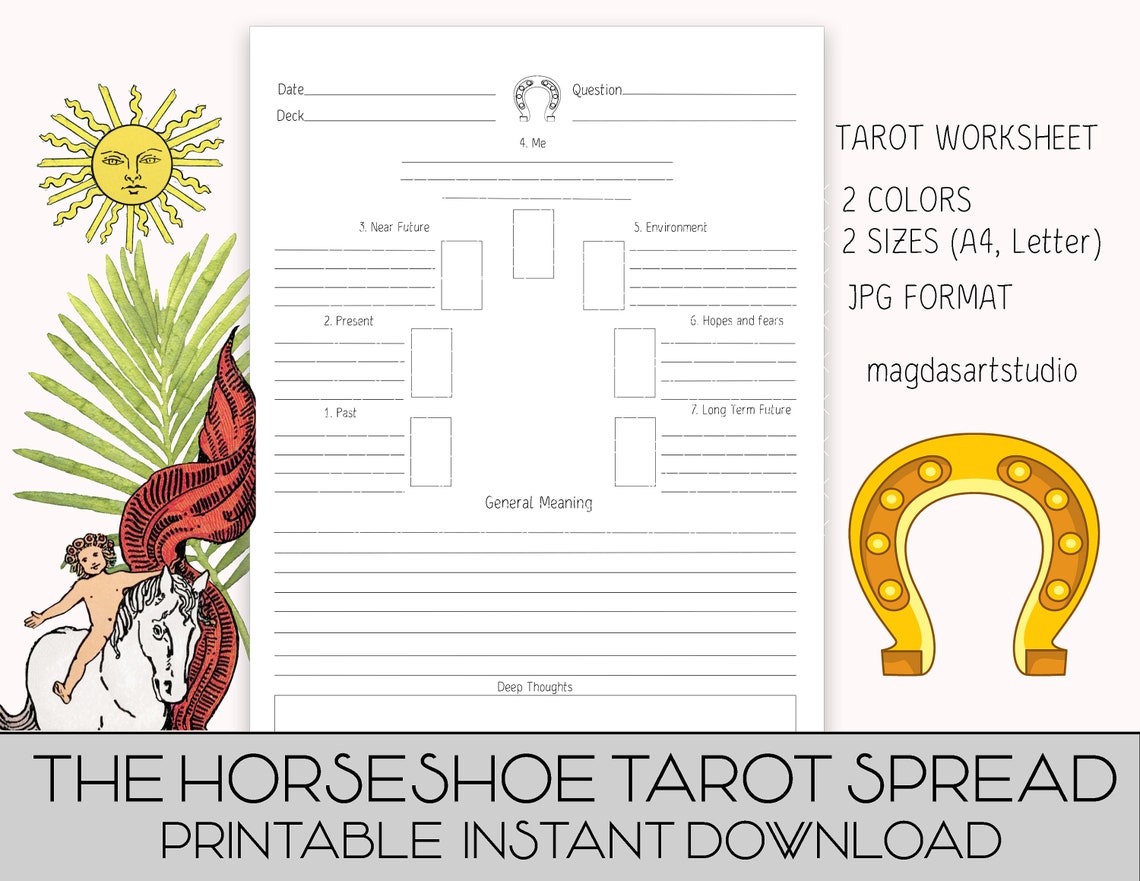 Horseshoe spread printable tarot journal tarot worksheet Etsy