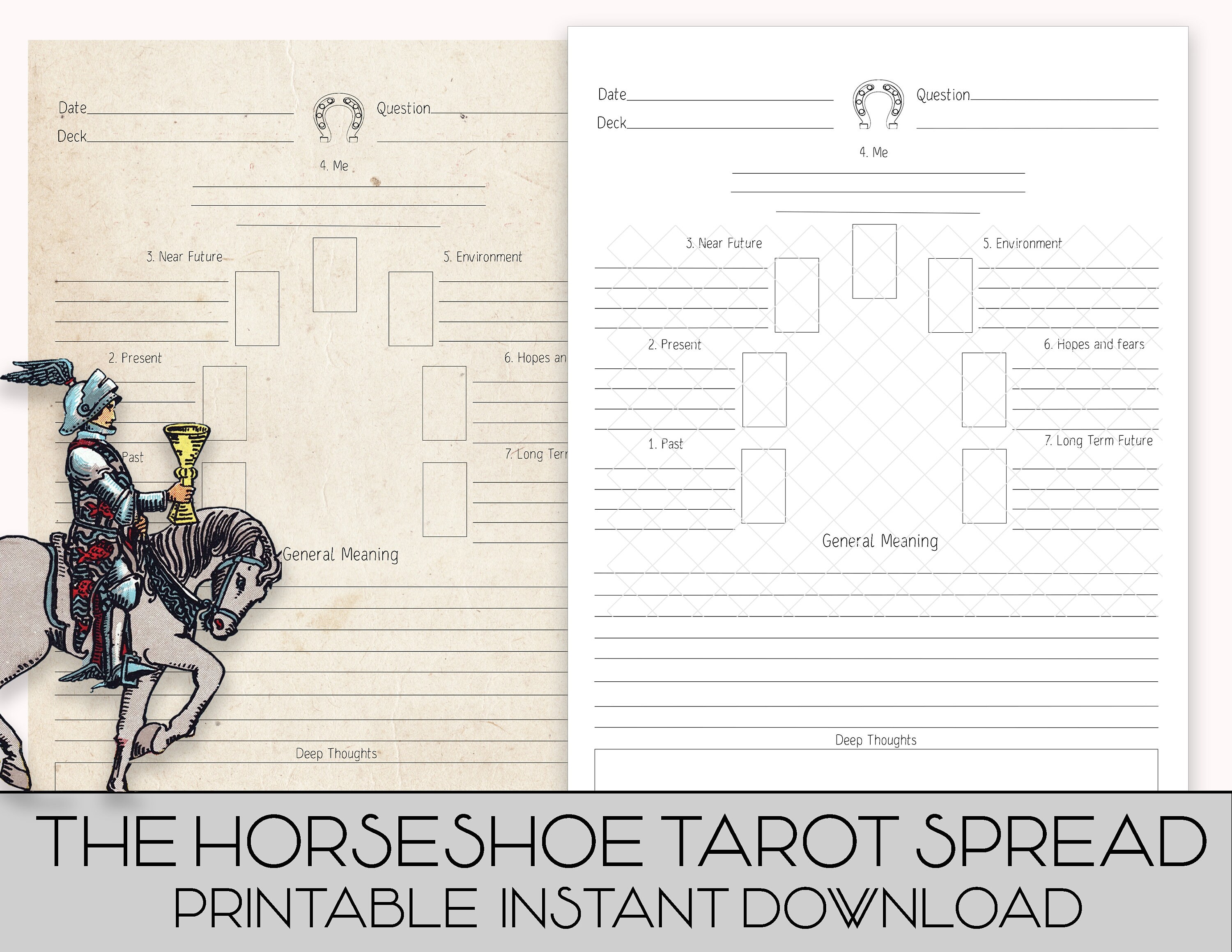 Horseshoe spread printable tarot journal tarot worksheet Etsy