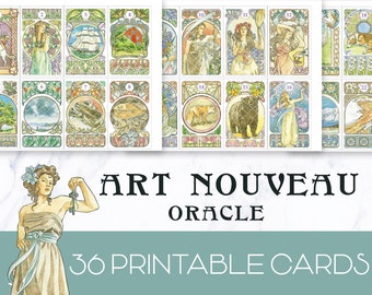 Art Nouveau Oracle, printable, oracle cards, Sibilla Liberty, Oracle Liberty, 36 cards, divination, card reading, instant download