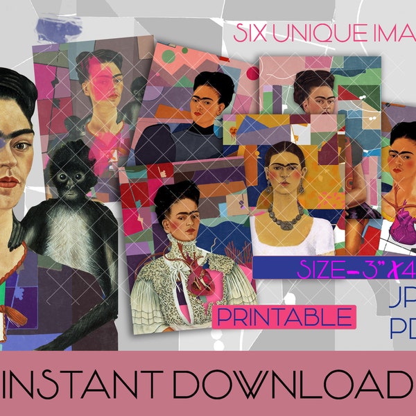 Frida Kahlo, printable, atc, card, aceo, instant download