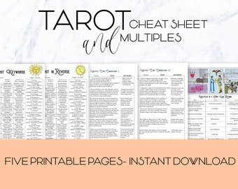 Tarot Notes Vol.1, printable pages,  tarot cheat sheet, tarot card keywords,  tarot multiples & pairings, tarot journaling, instant download