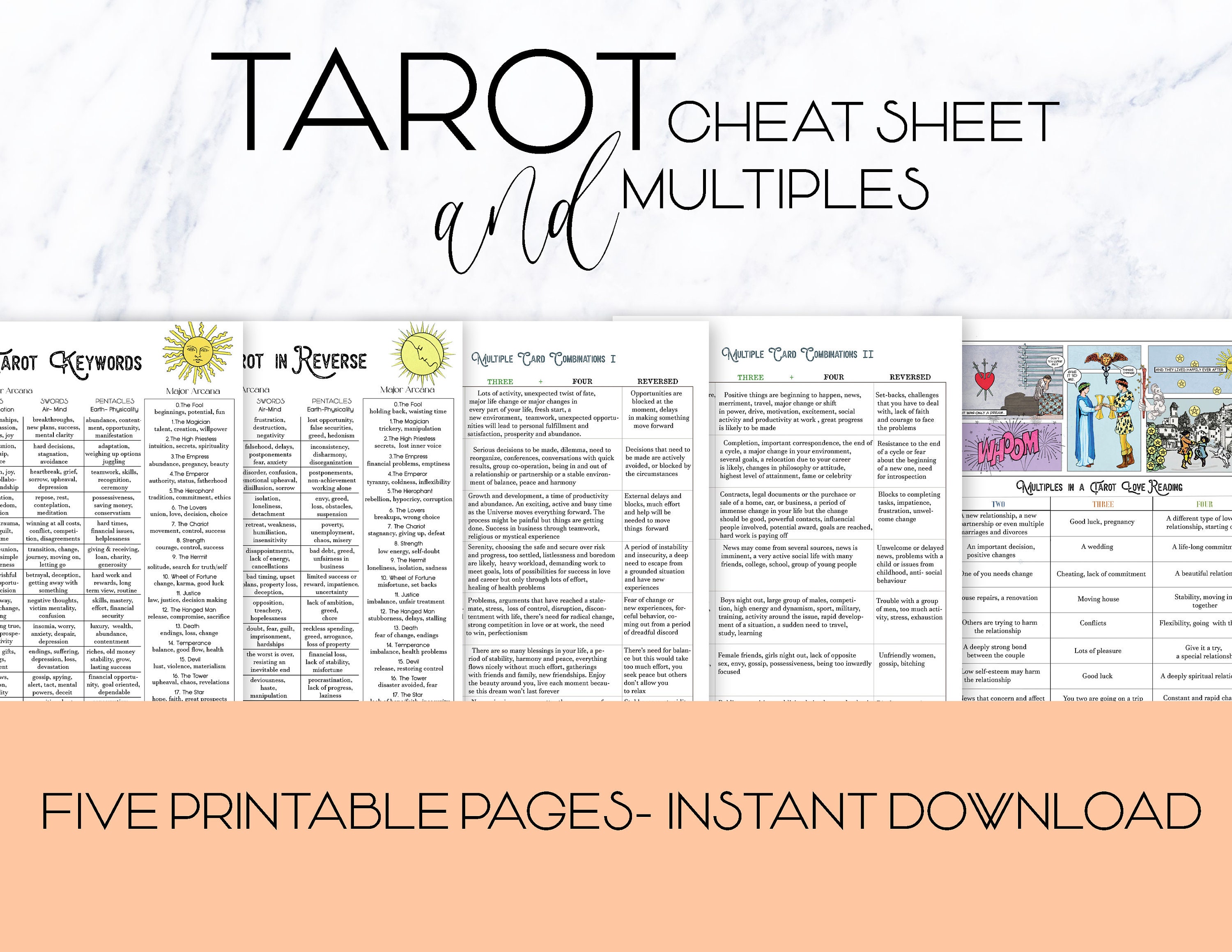 Tarot Notes Vol.1 Printable Pages Tarot Cheat Sheet Tarot - Etsy