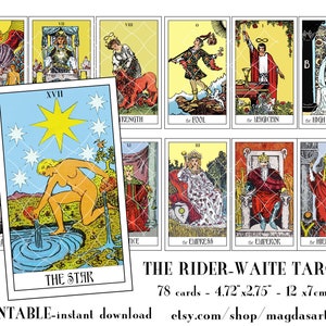 Tarot deck, printable , the Rider-Waite tarot deck, 78 cards, actual size, divination deck, oracle deck,  instant download