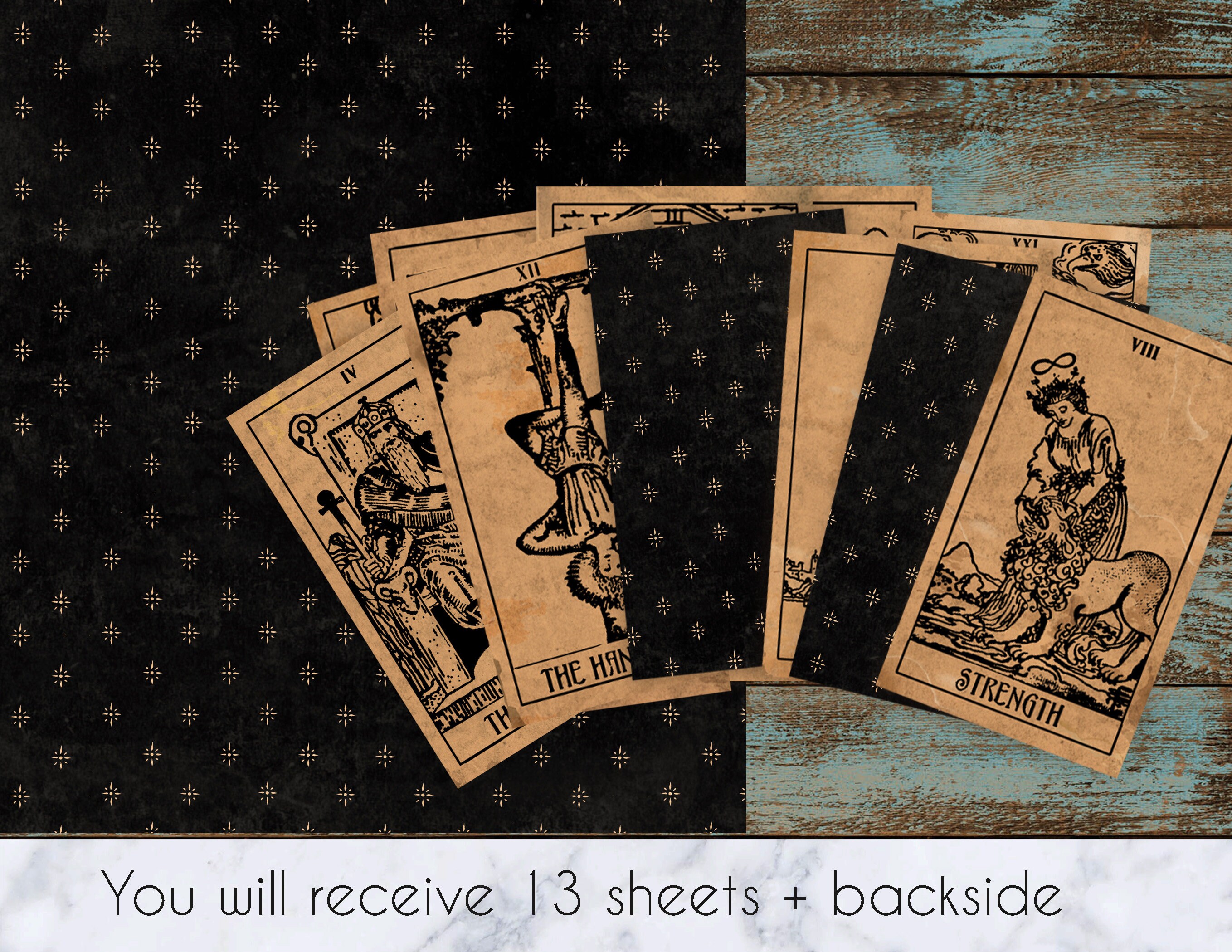 Tarot cards printable tarot deck vintage style tarot | Etsy