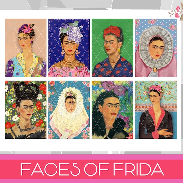 Frida Kahlo, digital collage sheet, atc, cards, aceo, printable, instant download