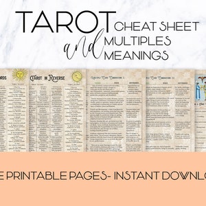 Tarot Notes Vol.1, folha de dicas de tarô, para impressão, palavras-chave de cartas de tarô, múltiplos de cartas de tarô, pares, diário de tarô, download instantâneo