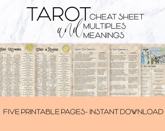 Tarot Notes Vol.1, tarot cheat sheet, printable, tarot card keywords, tarot card multiples, pairings, tarot journaling, instant download