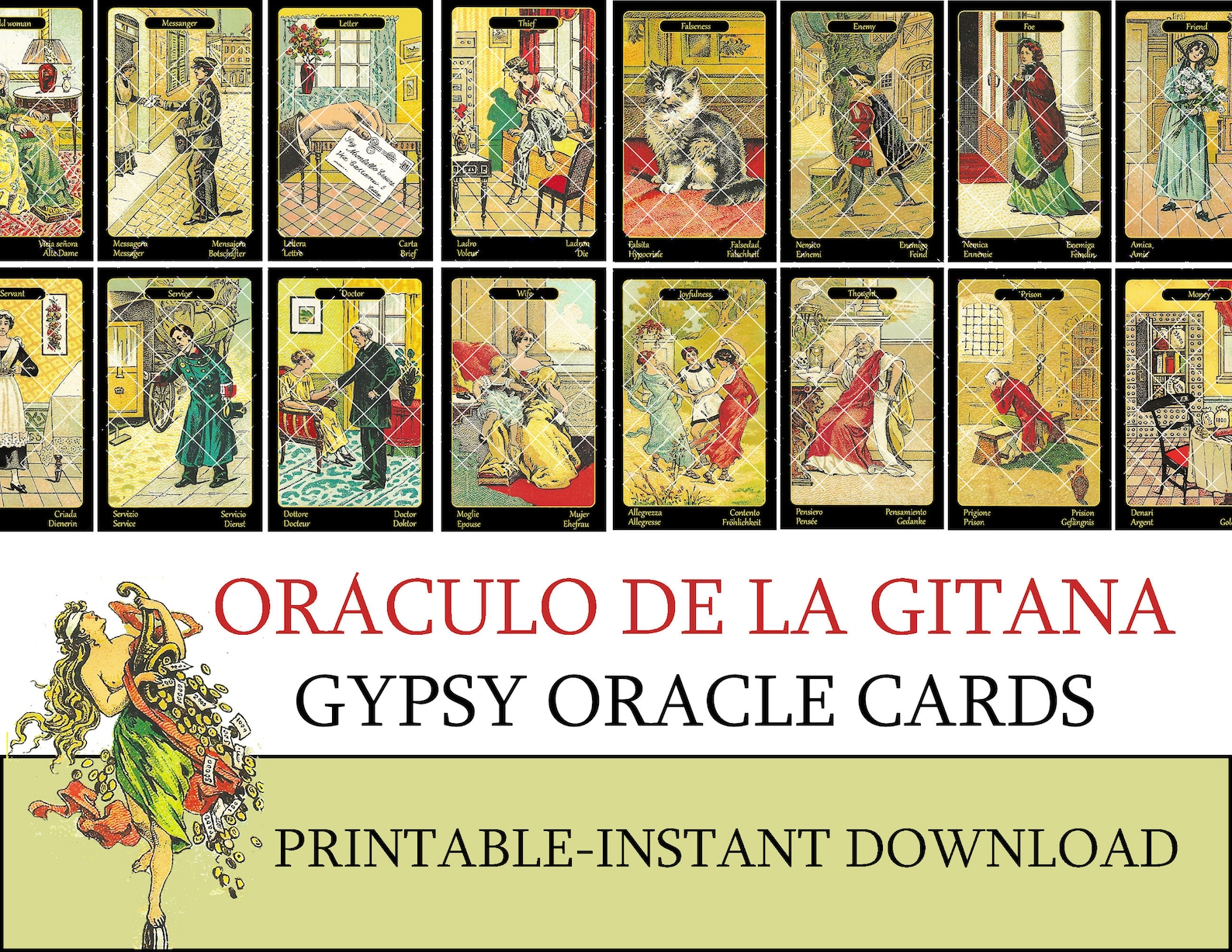 Gypsy Oracle Cards Printable Oráculo De La Gitana Sibylle Etsy