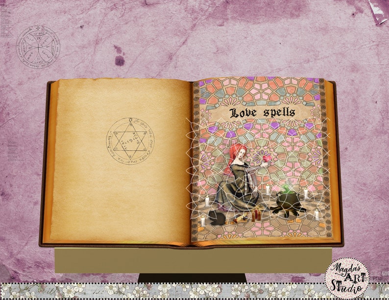divider printable page love spells witchcraft cover wiccan Book of Shadows instant download grimoire