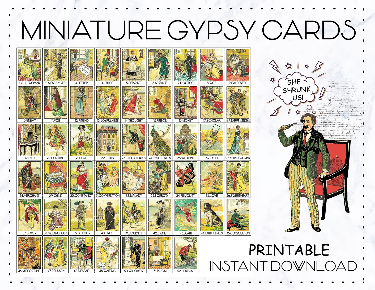 Gypsy Oracle Oracle Cards, Miniature, Gypsy Oracle Cards, Mini Size, Printable ...
