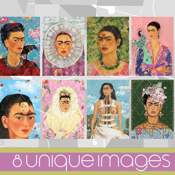 Frida Kahlo, collage sheet, atc, cards, aceo, digital collage sheet, printable, instant download