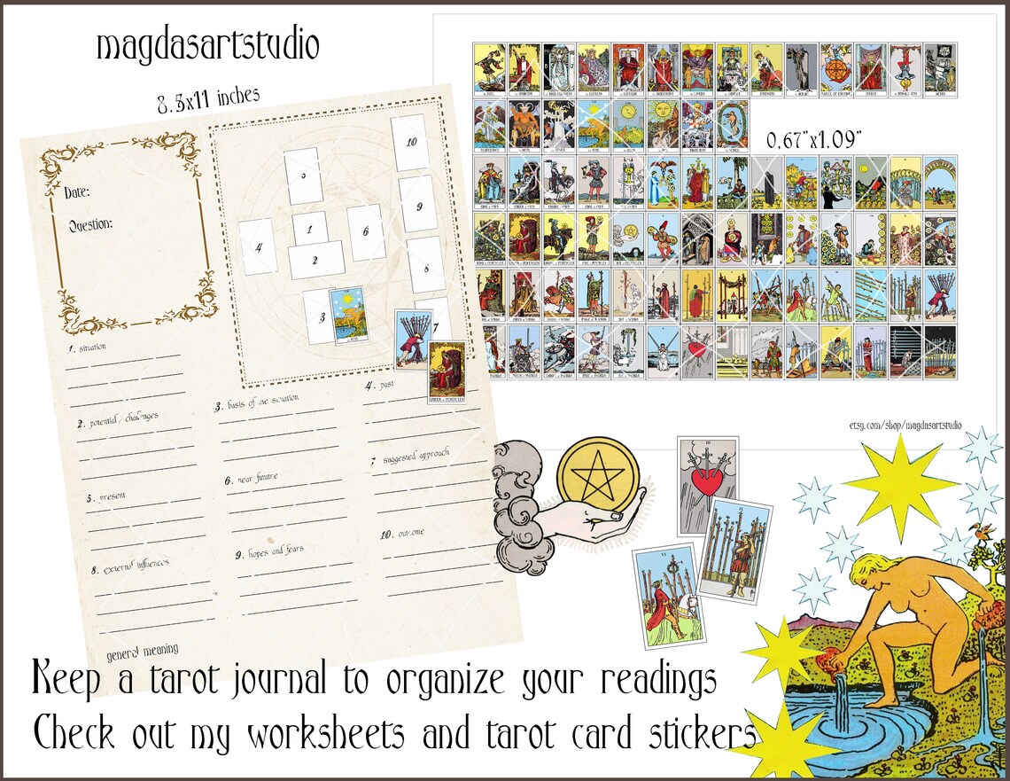 Tarot deck tarot cards for beginners printable rider waite | Etsy