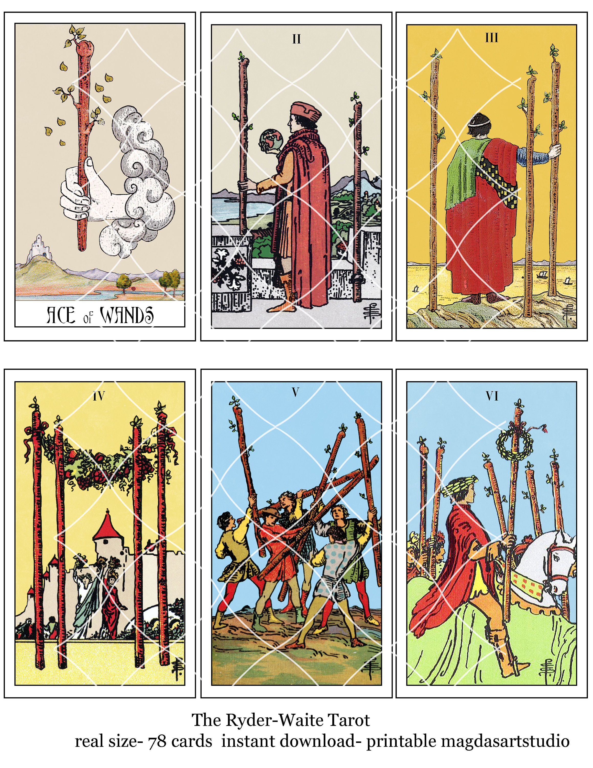 Tarot Deck Printable the Rider-waite Tarot Deck 78 Cards | Etsy