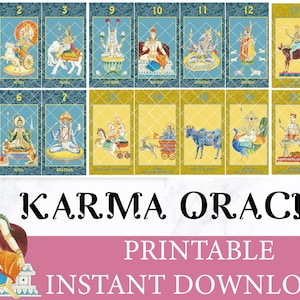 Karma oracle, printable, oracle cards, card, past life reading, instant download