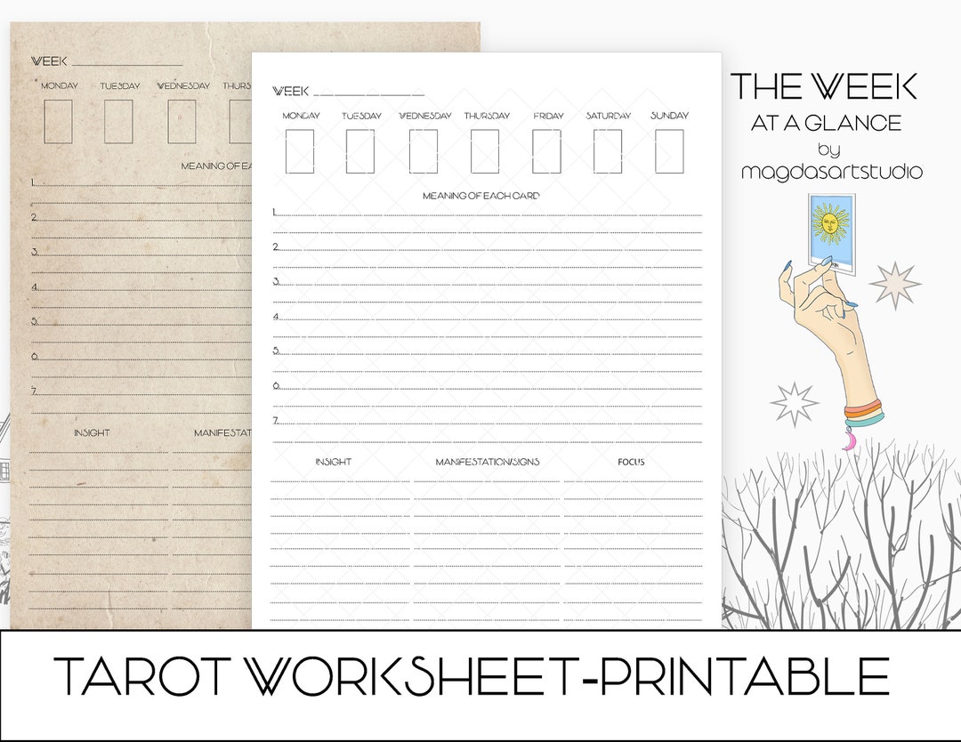 Tarot Journal Page, Printable, Tarot Worksheet, the Week on One Page, Tarot Journal, Book of Shadows, Printable, Instant Download, - Etsy tarot-journal-page-printable-tarot-worksheet-the-week-on-one-page-tarot-journal-book-of-shadows-printable-instant-download-etsy