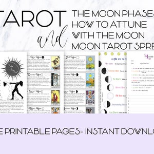 Tarot-anteckningar vol. 4, Tarot och månen, utskrivbara sidor, tarotdagbok, tarot, måncykeln, tarot-arbetsblad, omedelbar nedladdning