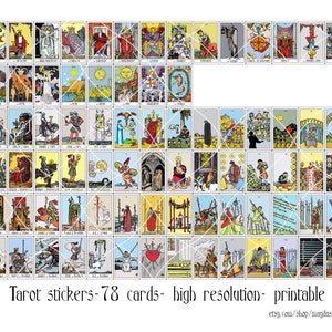 Miniatur-Tarot-Karten, Mini-Tarot-Karten-Deck, Rider-Waite, 78 Tarot-Karten, Tarot-Deck, Journal-Organisation, druckbare, sofortiger Download