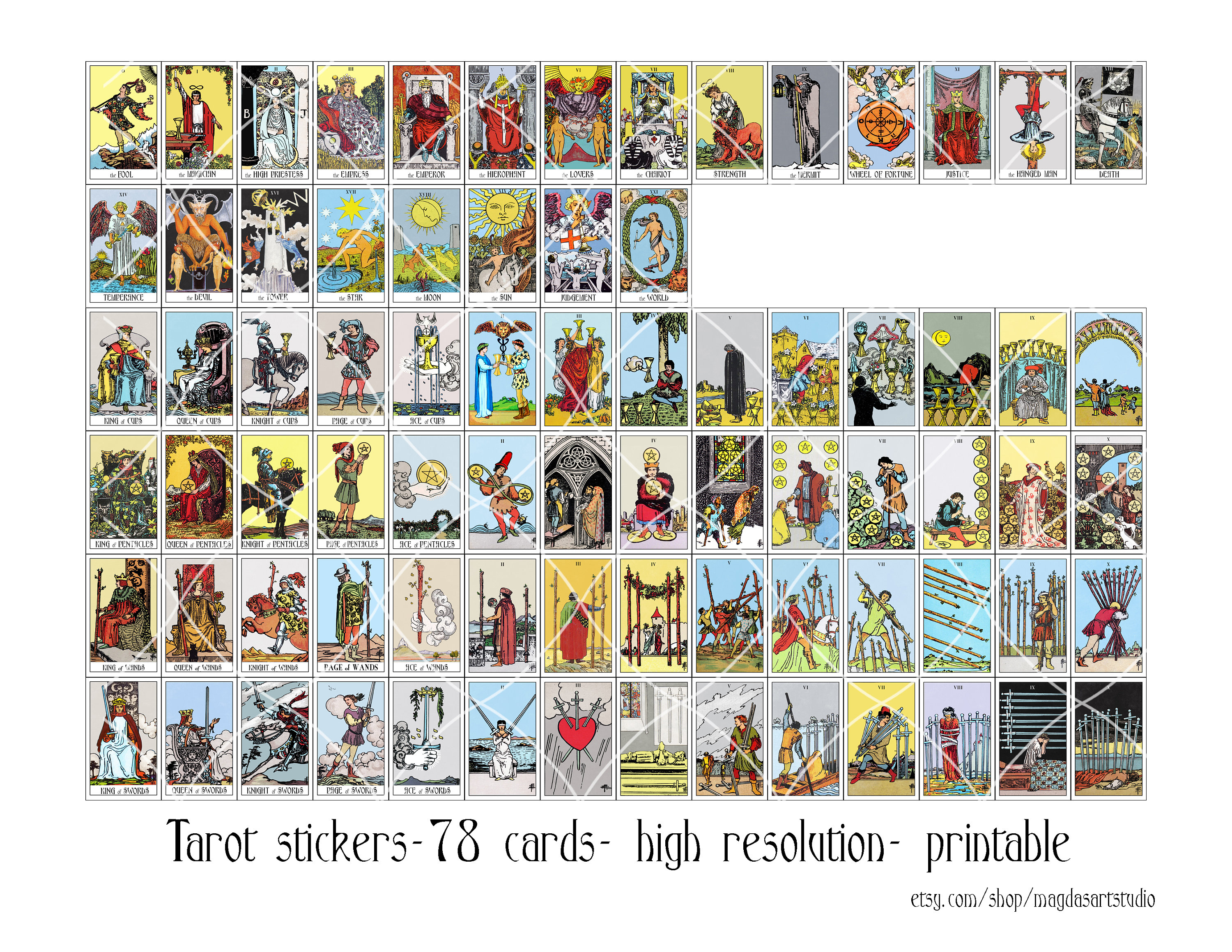 miniature-tarot-cards-78-major-and-minor-arcana-etsy