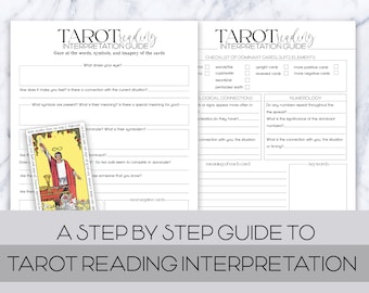 Tarot journal, printable pages, tarot worksheet, tarot reading interpretation guide, instant download