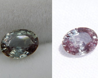 Alexandrite 90% color change, 0.45ct, untreated, purple/grass green | hand crafted oval step cut